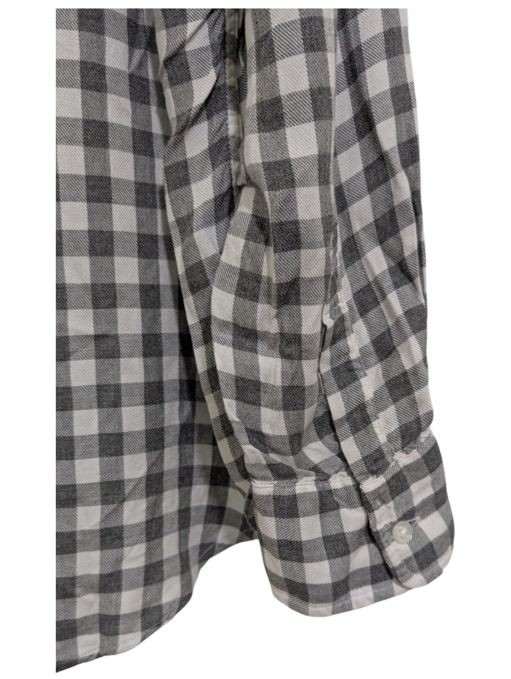 Frank & Eileen Eileen Gingham Button Up Shirt - Grey & White - Size Small - Picture 6 of 8